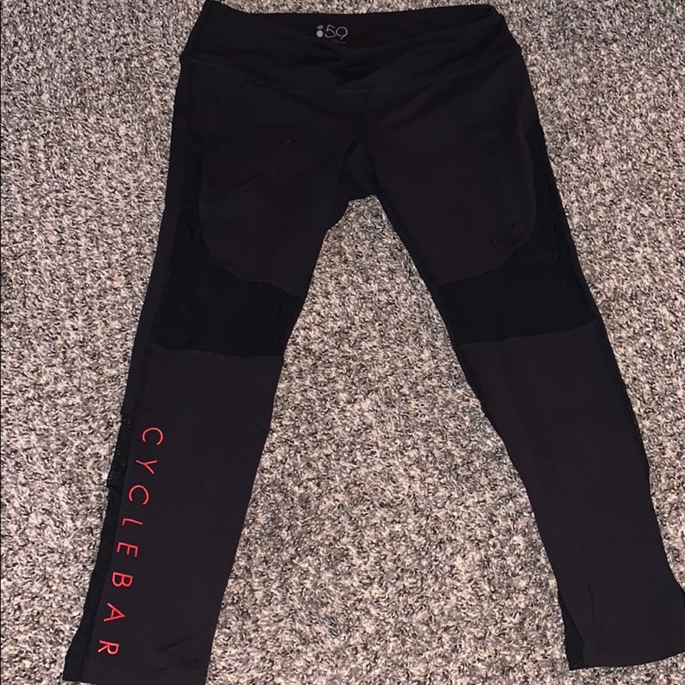 *Splits59* Cyclebar crop black mesh panel leggings